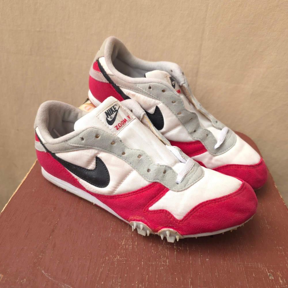 Vintage 90s Nike Red Track Spike Shoes 10.5 Zoom V Running Sprints
